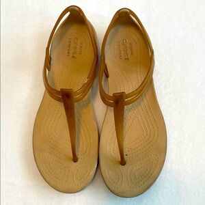 CROCS Women's Isabella Sandals in Tan size 6